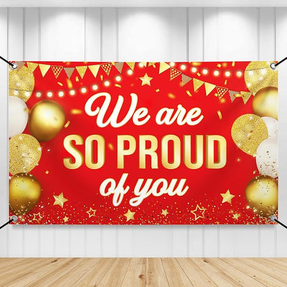 KatchOn Red We are So Proud of You Banner 72x44 Inch | Graduation Banner by KatchOn