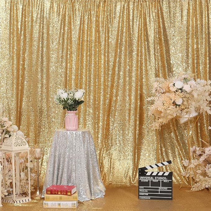 Eternal Beauty Gold 3mm Sequin Backdrop 10x10 Ft - Image 4