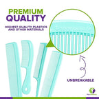 Mars Wellness 4 Piece Professional Comb Set Green - USA MADE - Fine Pro Tail, Dresser Hair Comb Styling Comb - Premium Grade for Men and Women - Parting Teasing and Styling
