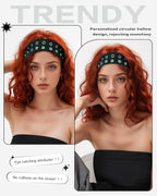 Grommet Headband for Women, Green 23cm Hollow Out Elastic Hair Band, Eyelets Punk Grunge Stylish Hairband