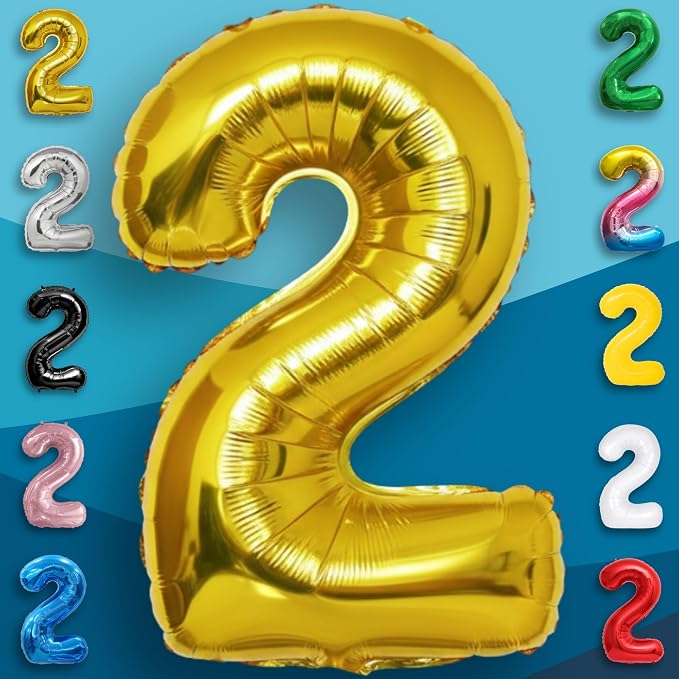 Gold Number Balloon 2 Mylar Foil Balloons 40 inch - Image 2