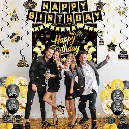 Black Gold Birthday Decorations - Image 4