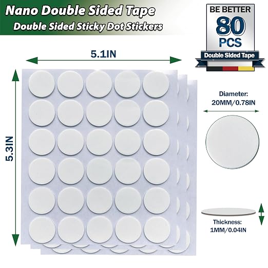 80 PCS Nano Double Sided Tape, 0.78" Round Putty Clear Sticky Tack, Glue - Image 2