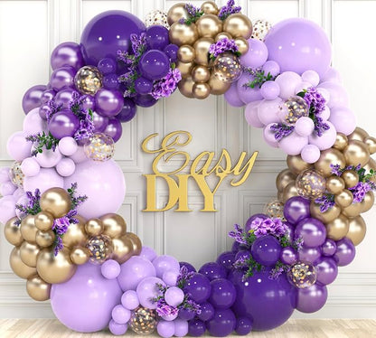 ALL-IN-1 Purple and Gold Balloon Arch & Garland Kit – Small and Large Purple - Image 5