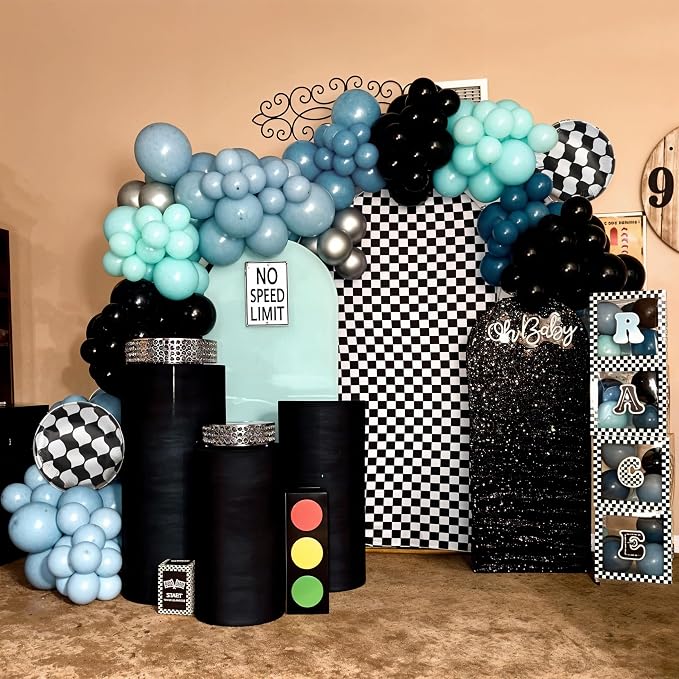 Race Car Balloons Garland Arch Kit, Dusty Blue Balloons Green Black Balloon - Image 8