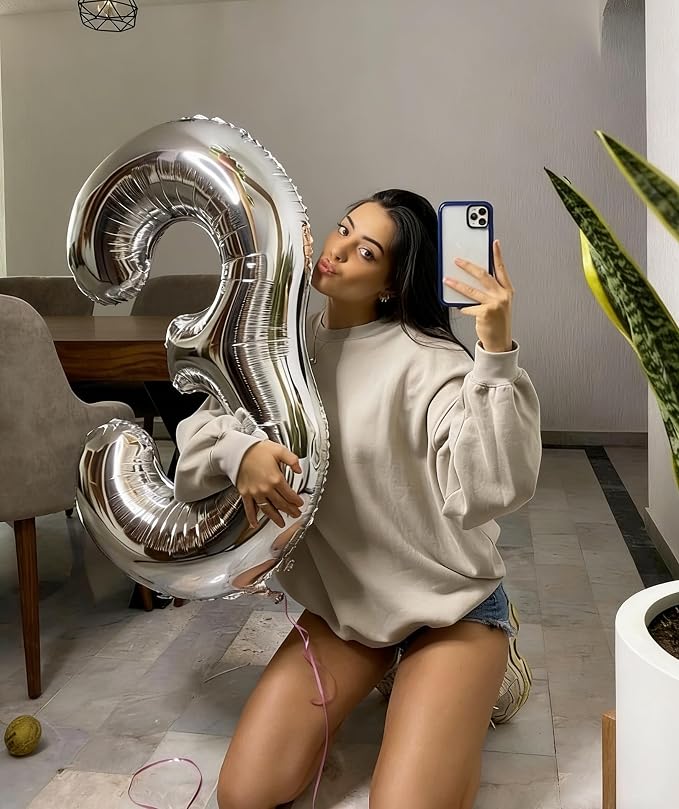 Numbers 12 Balloon 40Inch Silver Balloons - Image 2