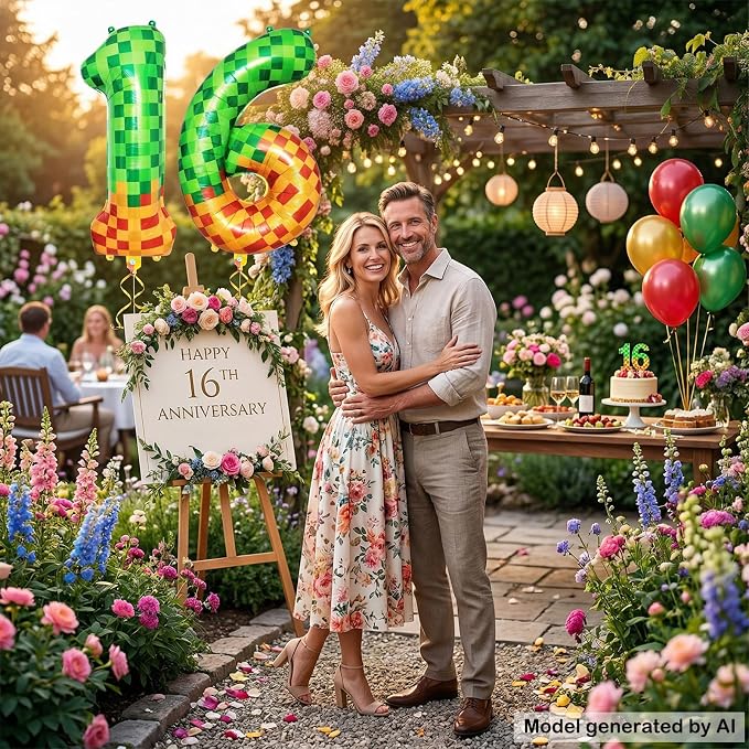 40 Inch Pixel Foil Number 16 Balloon - Image 7