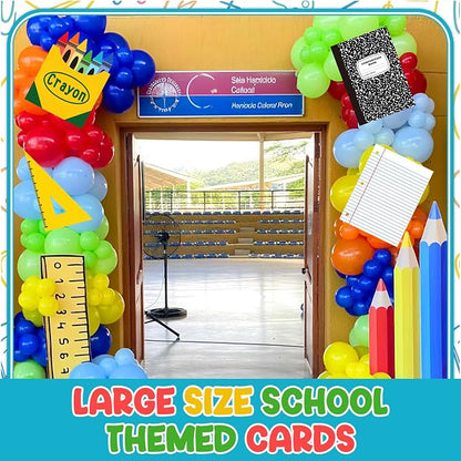 8 Pcs Back to Party Paper Cards Sets 13.8 Inch Colorful Stationery Design Cards - Image 4