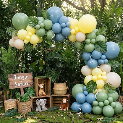 RUBFAC Sage Green Dusty Blue Yellow Balloons, Party Balloon Pastel Yellow - Image 6