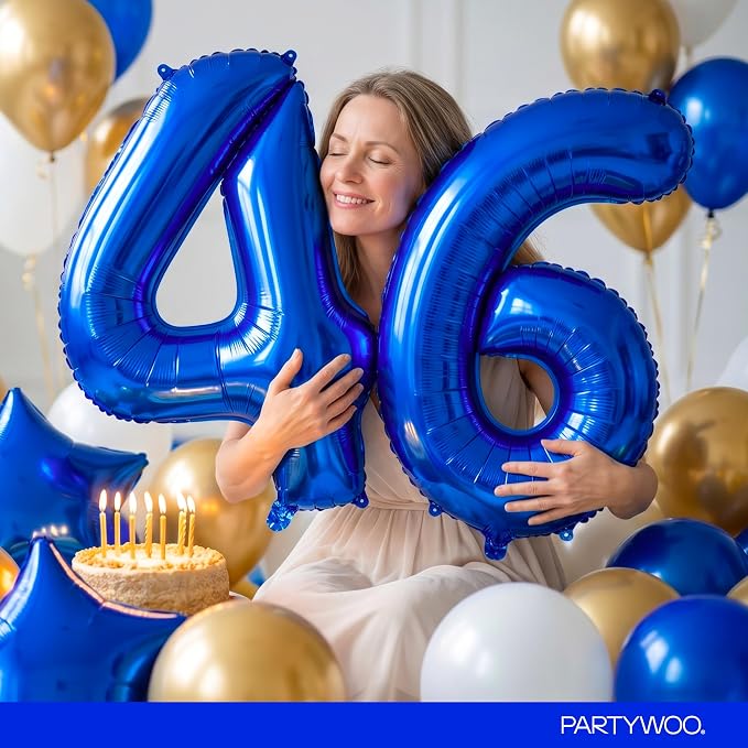 PartyWoo Number Balloons 40 Inch Blue Number 6 Kit - Image 8