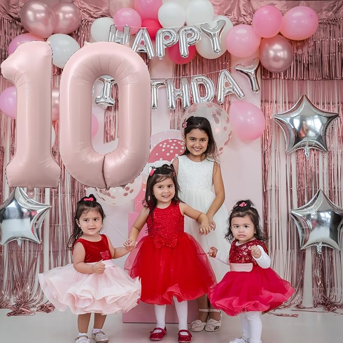 40 Inch Balloon Number 0 Pastel Pink, Large Foil Dusty Retro Pink Number - Image 7