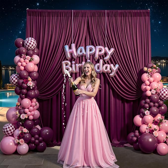 10ft×12ft Burgundy Backdrop Curtains - Image 8