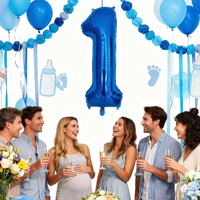 40 Inch Navy Blue 1 Balloon for 1st Birthday Party, Helium Giant Foil Number 1 - Image 4