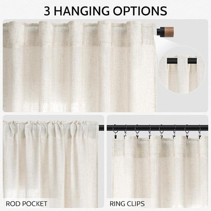 Modern Linen Curtains 63 Inch Length - Image 2
