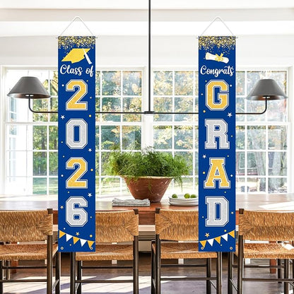 Graduation Decorations 2026 GRAD Banner Blue Porch Door Sign Welcome Banner - Image 7