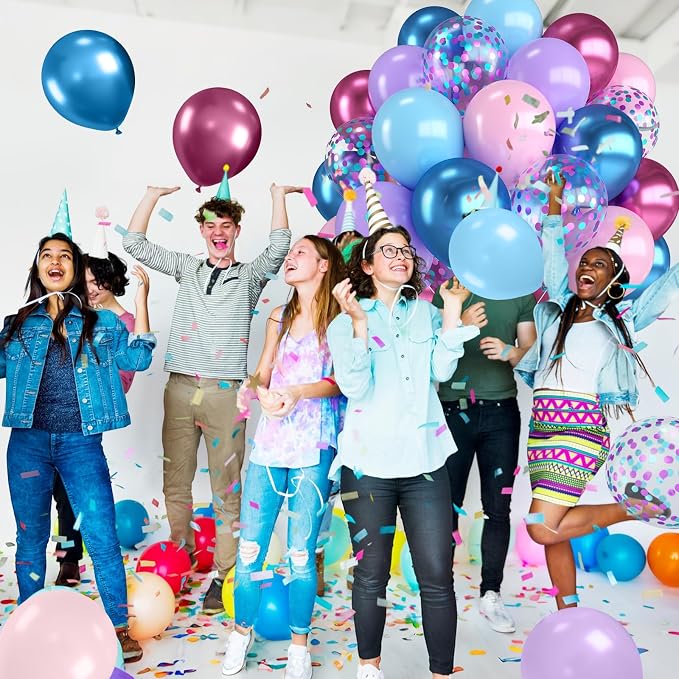 Pink and Blue Balloons, 12 Inch Metallic Maca Blue Pink Purple - Image 6
