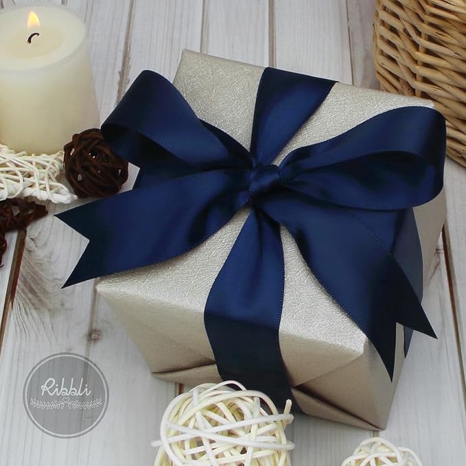 Ribbli Navy Double Faced Satin Ribbon, 1” x Continuous 25 Yards, Use - Image 3