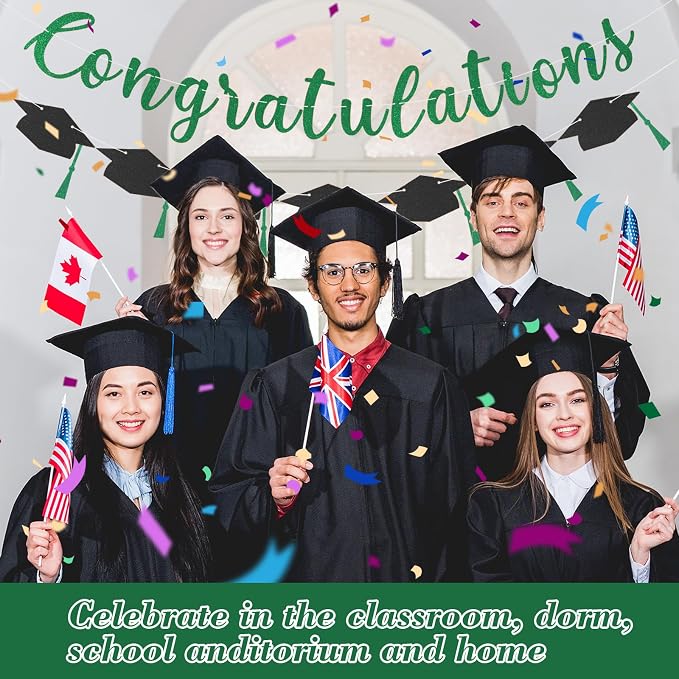 Class of 2026 Graduation Decorations Pre-Strung Glitter Congratulations Banner - Image 5