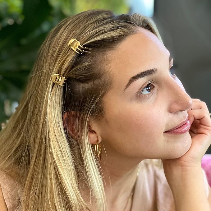Camila Paris CP2913 French Hair Clip for Women, Set of 6 Extra Small Gold, Girls Hair Claw Clip Jaw Fashion Durable Styling Hair Accessories for Women, Ladies Strong Hold Grip Clamp, Made in France