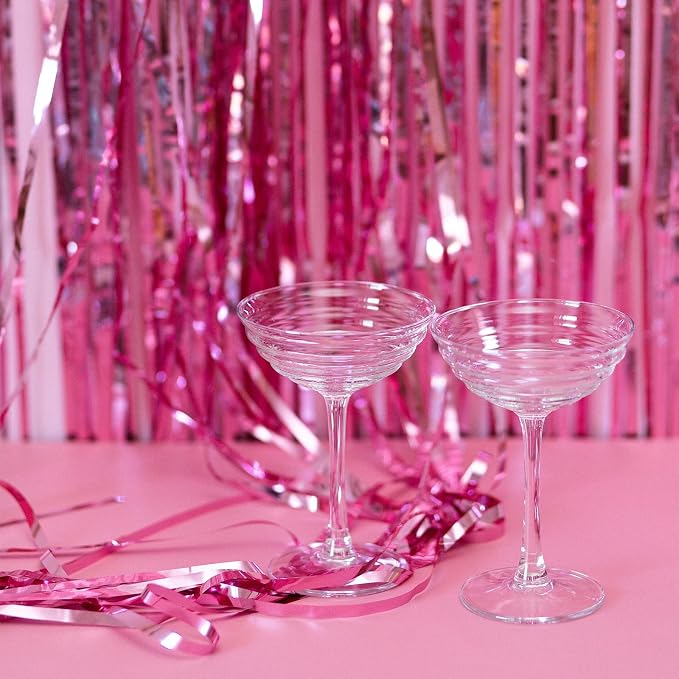10 Pack Pink Backdrop Curtain 3.2ft x 8.2ft Metallic Tinsel Foil Fringe - Image 7