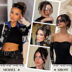 HMD Tousled Updo Messy Bun Hair Piece Hair Extension Ponytail With Elastic Rubber Band Updo Extensions Hairpiece Synthetic Hair Extensions Scrunchies Ponytail Hairpieces for Women(Dark Brown)
