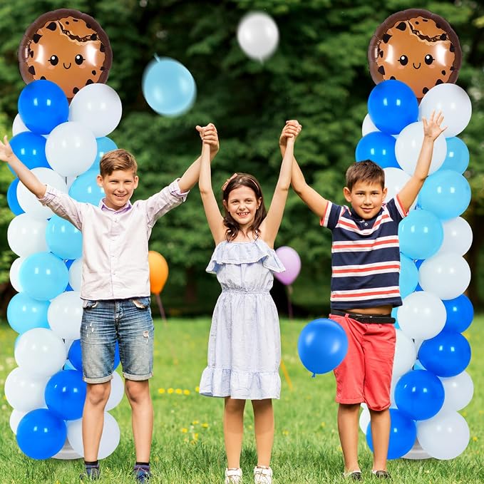 Jenaai 2 Set 163 Pcs Cookie Party Balloons Column Stand Kit Chocolate Chip - Image 8