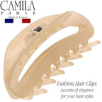 Camila Paris CP3122 French Hair Clip for Women, Beige, Girls Hair Claw Clip Jaw Fashion Durable and Styling Hair Accessories for Women, Luxury Ladies Strong Hold No Slip Grip Clamp, Made in France