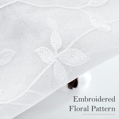 HOMEIDEAS White Sheer Curtains 2 Panels, Embroidered Vine Leaf, W52 x L84 | - Image 2