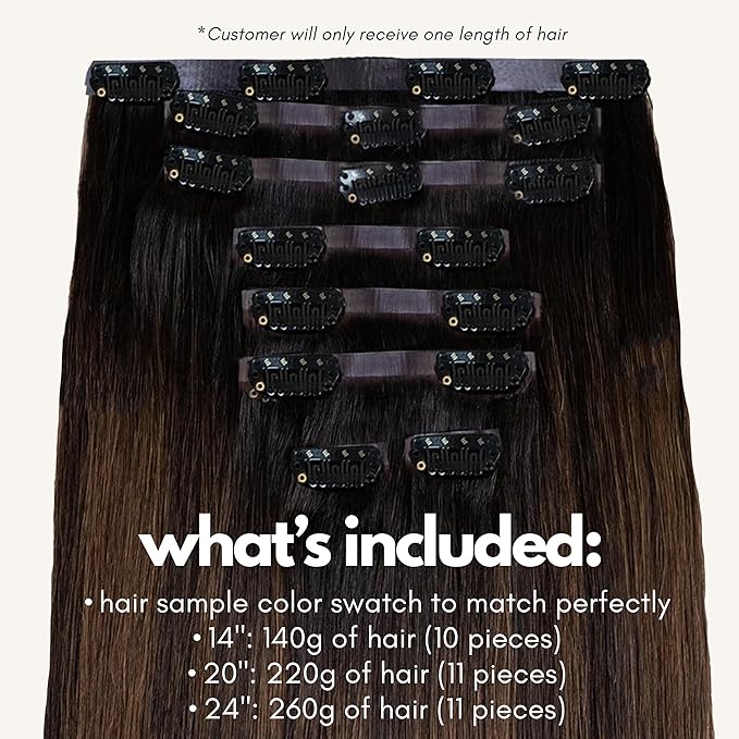 Irresistible Me Real Human Hair Extensions Clip Ins – 100% Human Hair Clip In Extensions for Length & Volume – Invisible Extension – Heat Resistant & Dyeable – Mocha Balayage, 14 Inches