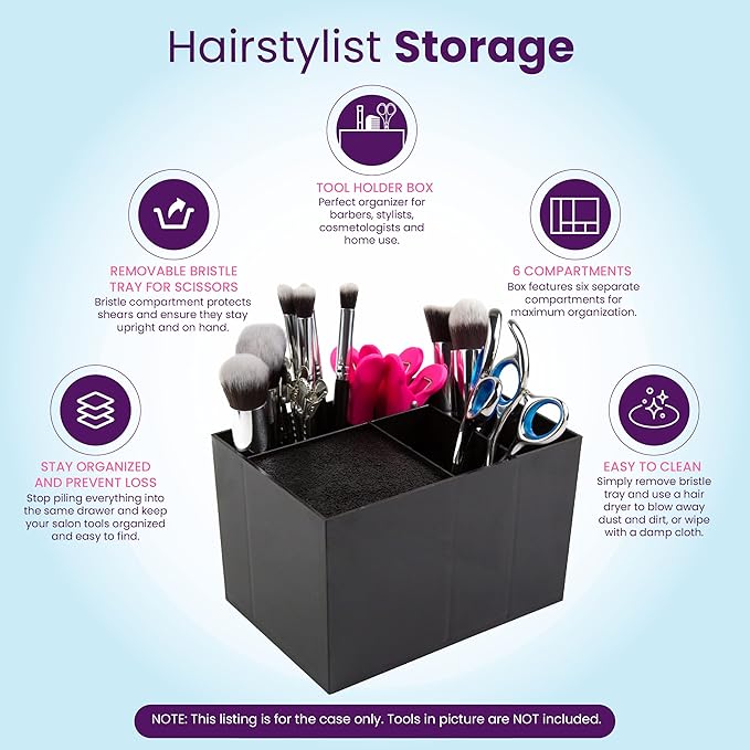 Hair Dresser Organizer - Shear Holder for Stylist - Hairstylist Organizer for Station - Scissor Holder Box - Hairstylist Accessories - Holder for Scissors (Black)