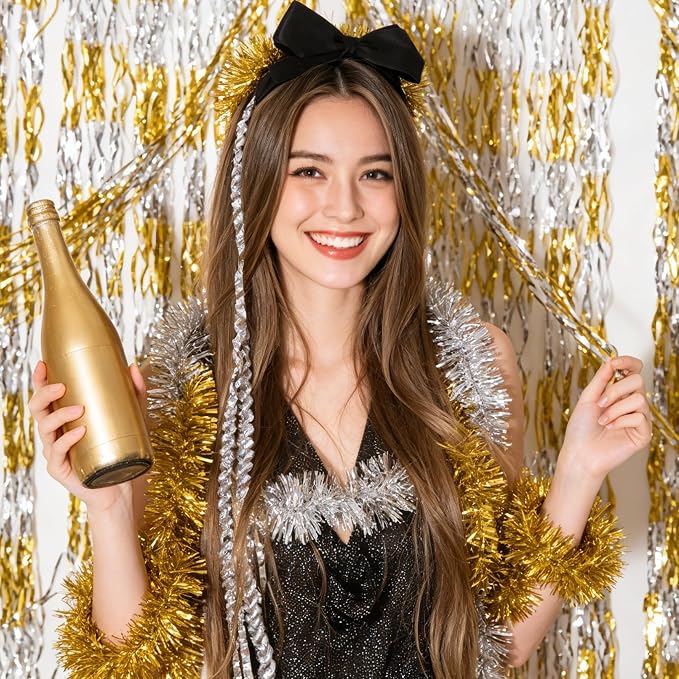 GOER Metallic Tinsel Foil Fringe Curtains Party Photo Backdrop Party Streamers - Image 3