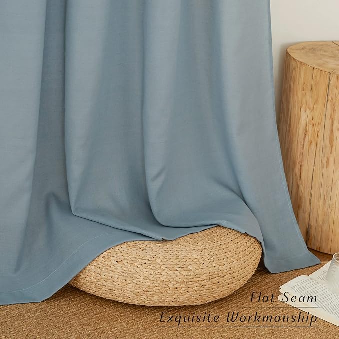NICETOWN Thick Linen Stone Blue Curtains - Image 7