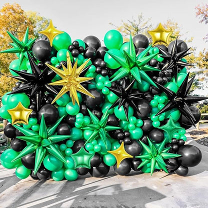 14pcs Green Gold Star Balloons, Mixed Star Foil Balloon, 22Inch Explosion Stars - Image 5