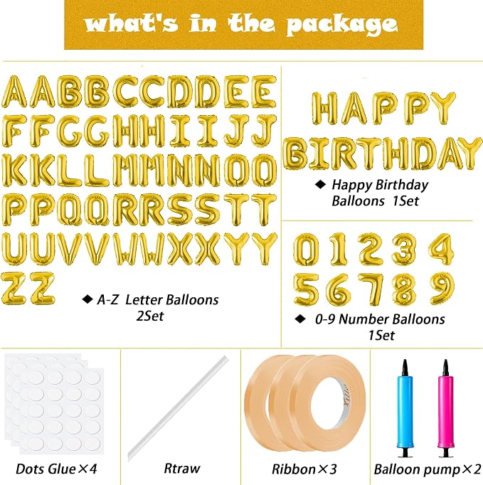 Happy Birthday Balloon Banner Custom Phrase Balloons letter 16 inch - Image 2