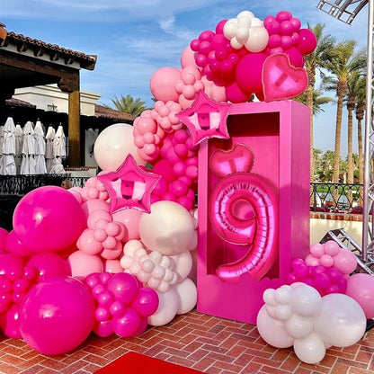 40 Inch Number Balloon Hot Pink 9 Set Cowgirl Pink 9th Birthday Decor 9 Pcs | - Image 3