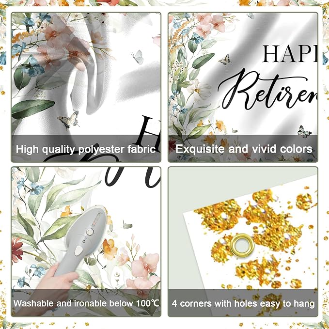 Avezano Happy Retirement Banner Wildflower Themed Happy Retirement Party - Image 8