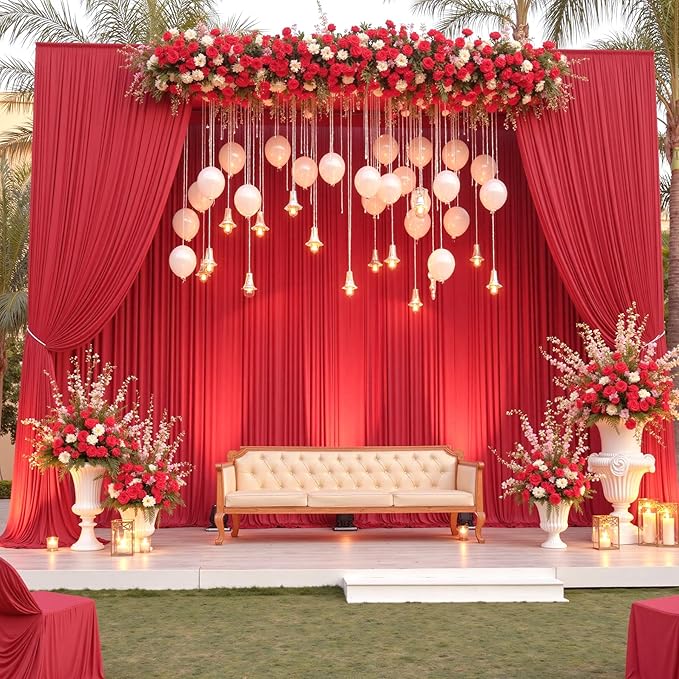 10×14ft Wrinkle Free Red Backdrop Curtain - Image 9