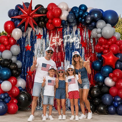 Black Red Blue Balloon Arch Garland Kit, Spider Themed 4th of July Patriotic - Image 4
