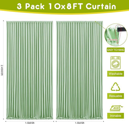 Sage Green Backdrop Curtain Drapes - Image 2