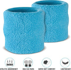Suddora Sweatbands Set, Moisture Wicking 2 Wristbands and 1 Headband, Breathable Terry Cloth Athletic Bands for Basketball, Tennis, Yoga, Gym, Sweat Bands for Costumes and Cosplay