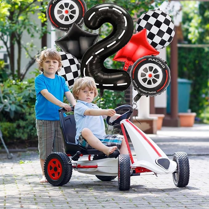 Race Car Balloons, 40 Inch Racetrack Number 2 Balloon, Big Number Balloons Black - Image 3