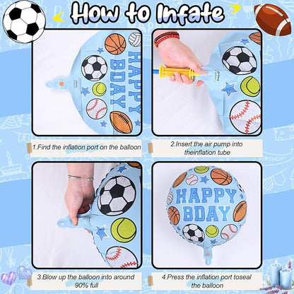 Sports Birthday Balloons Party Decorations, 18 Inch Inflatable HAPPY BDAY Mylar - Image 8