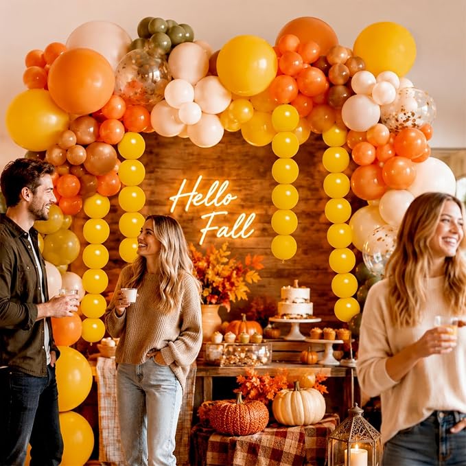 Mustard Yellow Linking Balloons, Fall Thanksgiving Harvest Sunflower Birthday - Image 3