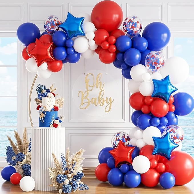 RUBFAC Red White and Blue Balloons Arch Kit, 4th of July Balloons Patriotic - Image 6