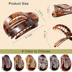 Leopard Flat Hair Clips for Women 6Pcs Strong Hold French Claw Clips for Thick or Thin Hair No Slip Grip Hair Claw Clips Hair Accessories for Styling Sectioning & Daily Wear