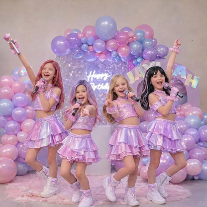 Pink Purple Blue Balloons, Pearl Pink Blue Purple Iridescent 4D Foil Balloon - Image 6