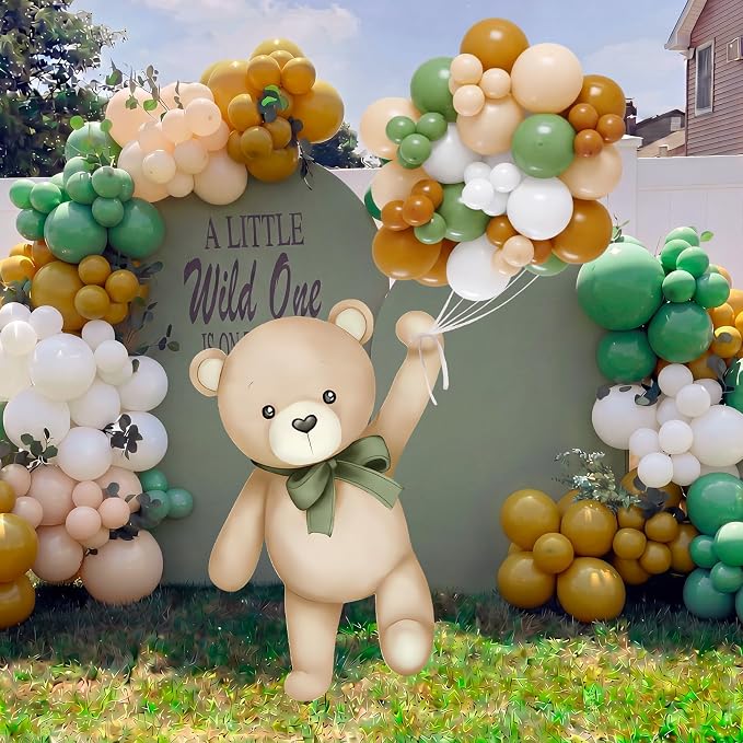 43 Pcs Sage Green Bear Baby Shower Decorations 31 Bears Cardboard Cutout Stand - Image 2