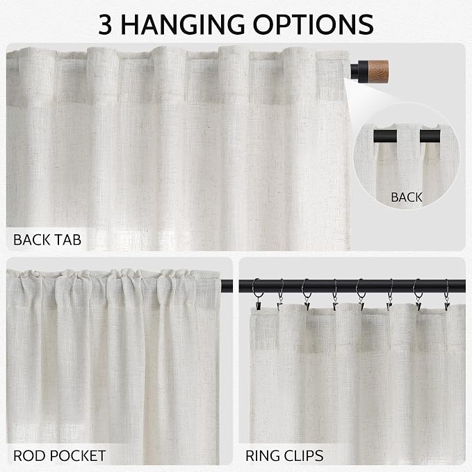 Natural Linen Curtains 90 Inches Long - Image 2