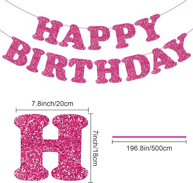 Rose Red Happy Birthday Banner Birthday Party Decorations Happy Birthday Banner - Image 6