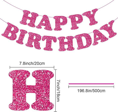 Rose Red Happy Birthday Banner Birthday Party Decorations Happy Birthday Banner - Image 6